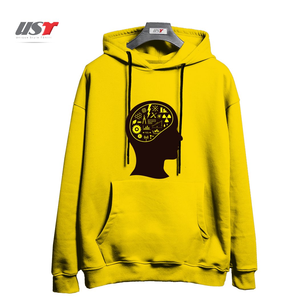 طرح ENGINEERING MIND هودی اورسایزرنگ زرد