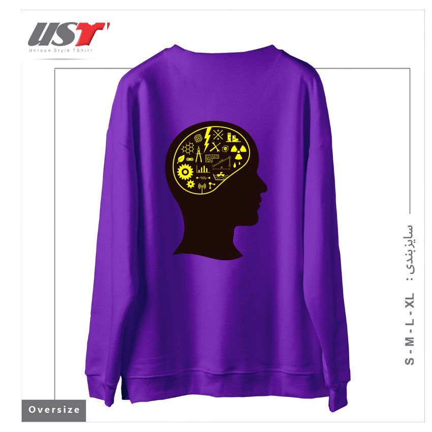 طرح ENGINEERING MIND سوییشرت اورسایزرنگ بنفش