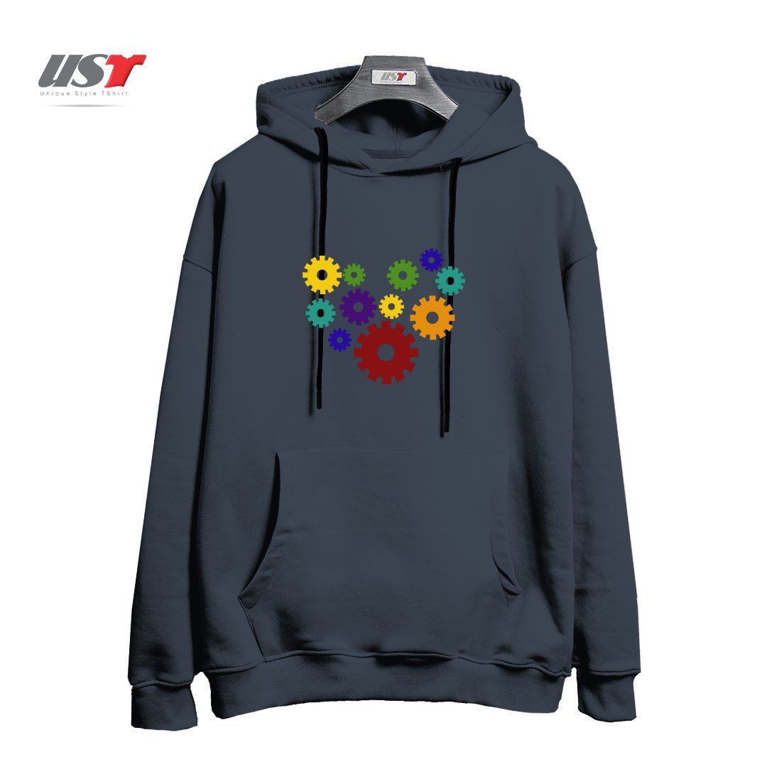 طرح RAINBOW GEARS هودی اورسایزرنگ دودی