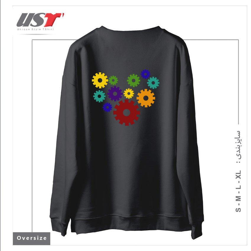 طرح RAINBOW GEARS سوییشرت اورسایزرنگ دودی