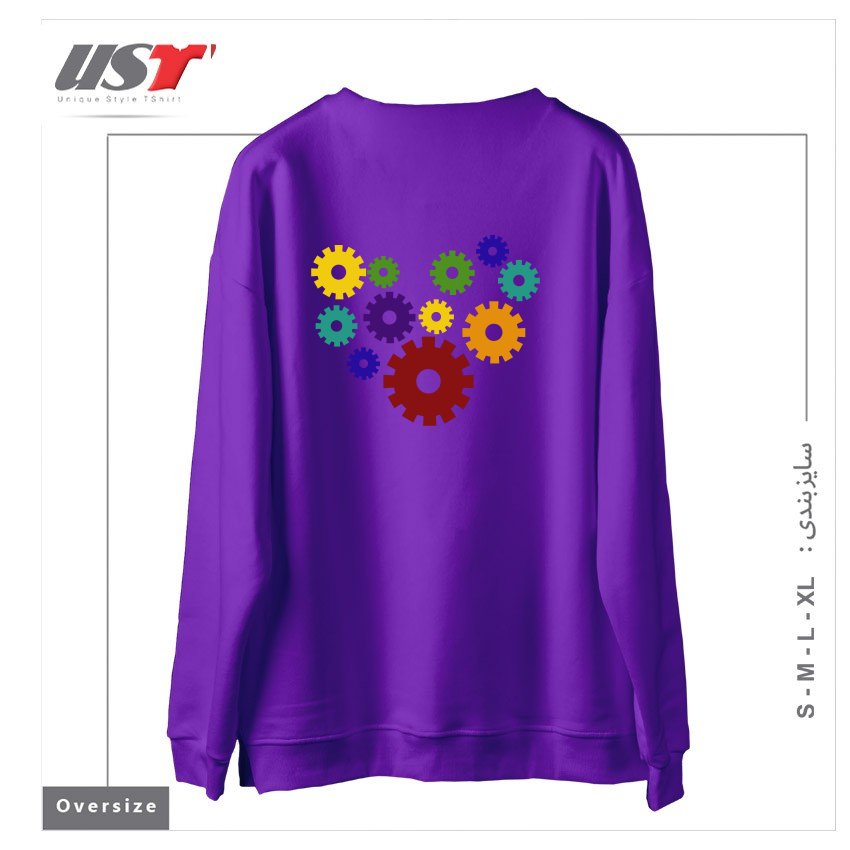 طرح RAINBOW GEARS سوییشرت اورسایزرنگ بنفش