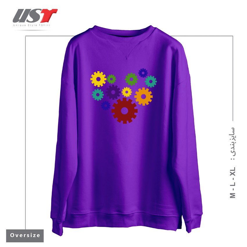 طرح RAINBOW GEARS سوییشرت اورسایزرنگ بنفش