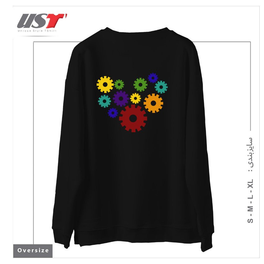 طرح RAINBOW GEARS سوییشرت اورسایزرنگ مشکی