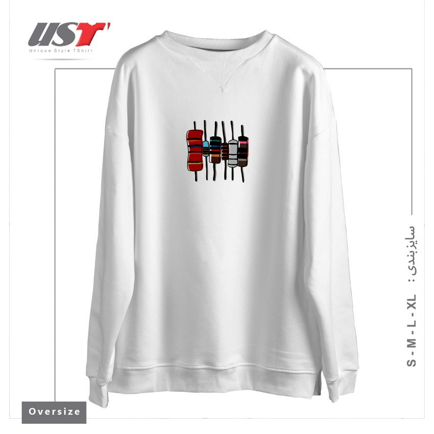 طرح RESISTORS - COLOR سوییشرت اورسایزرنگ سفید