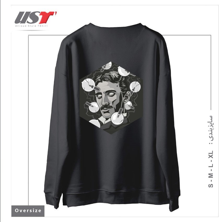 طرح TESLA سوییشرت اورسایزرنگ دودی