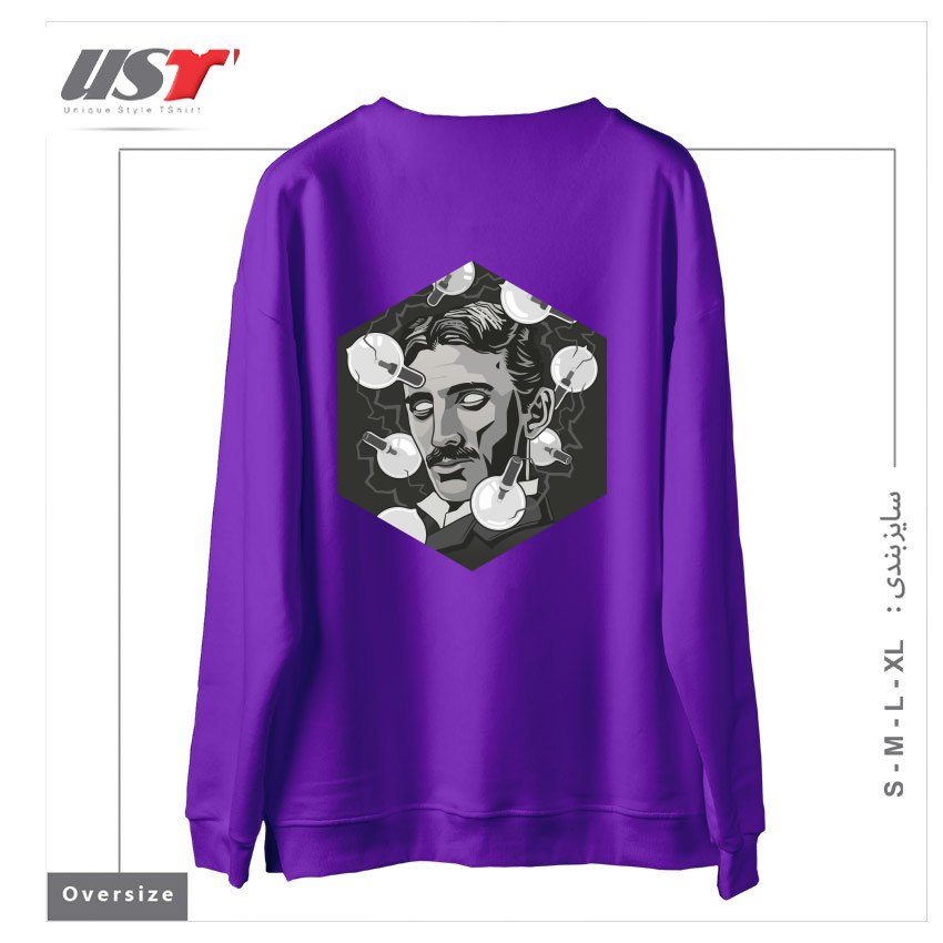 طرح TESLA سوییشرت اورسایزرنگ بنفش