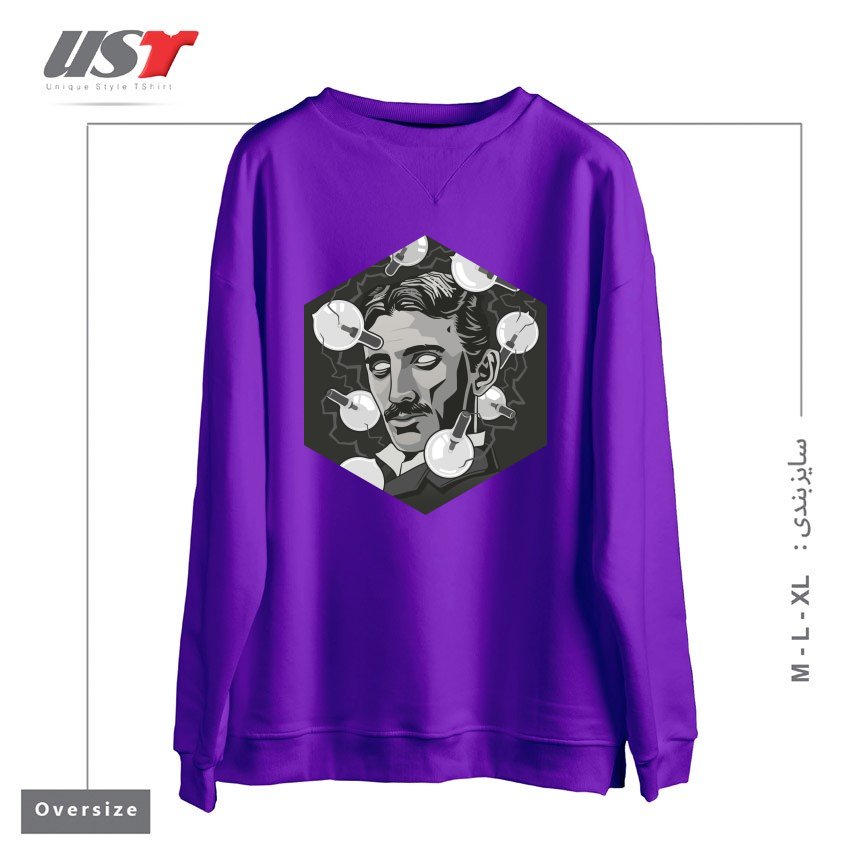 طرح TESLA سوییشرت اورسایزرنگ بنفش