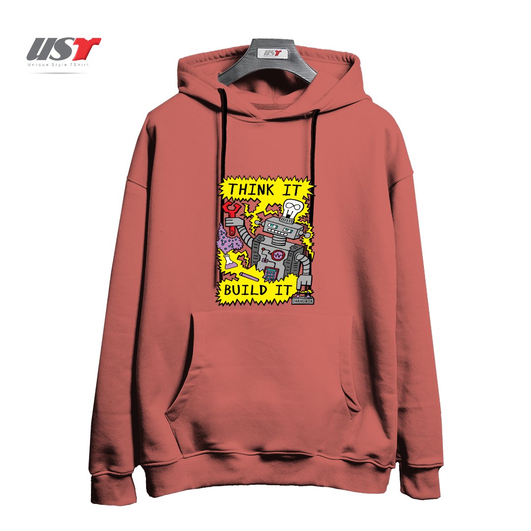 هودی اورسایز طرح THINK BUILD ROBOT