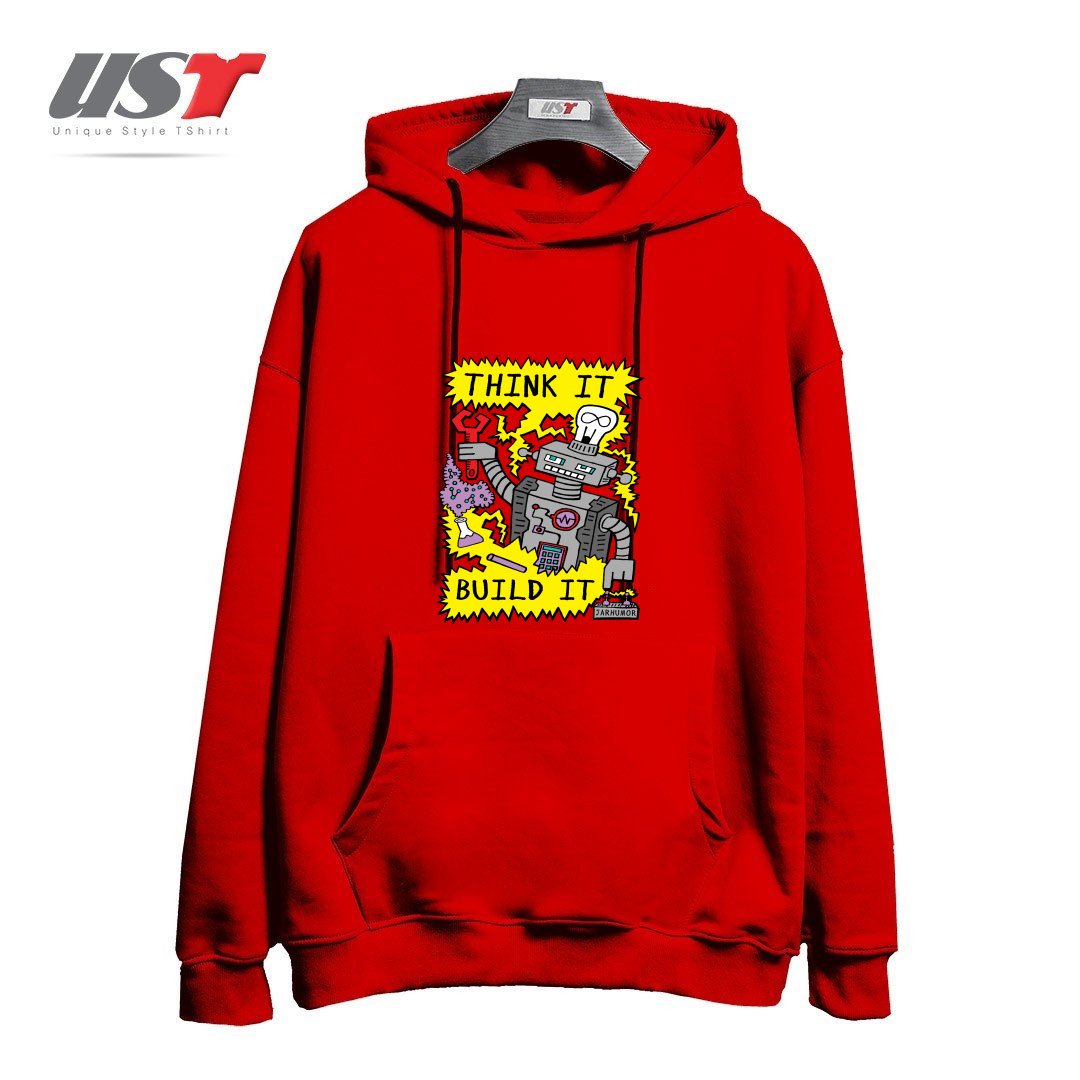 هودی اورسایز طرح THINK BUILD ROBOT
