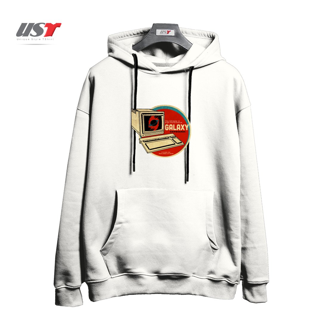 طرح VINTAGE COMPUTER CHIPBOARD هودی اورسایزرنگ سفید