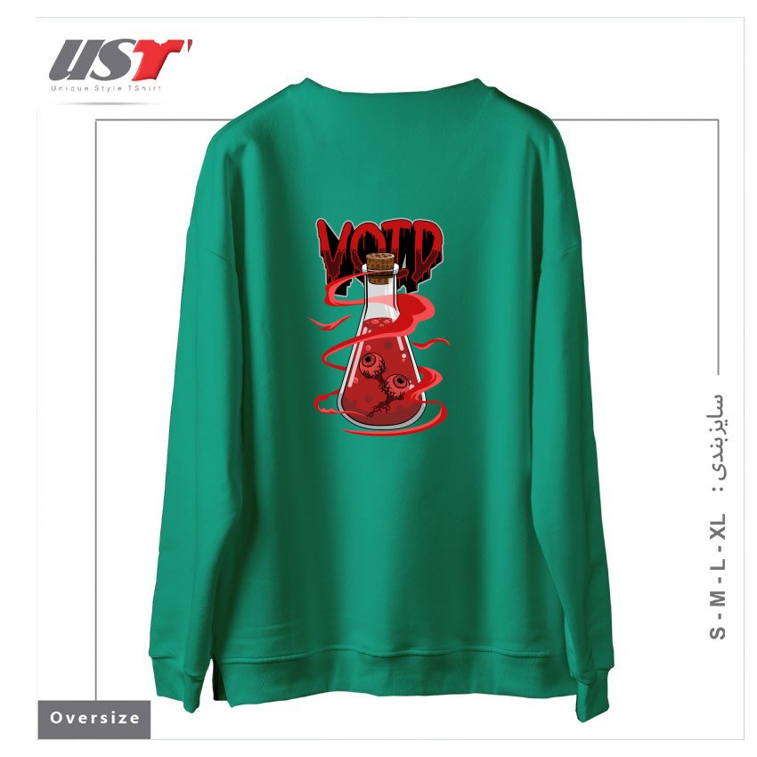 طرح VOID EYES سوییشرت اورسایزرنگ سبز سدری