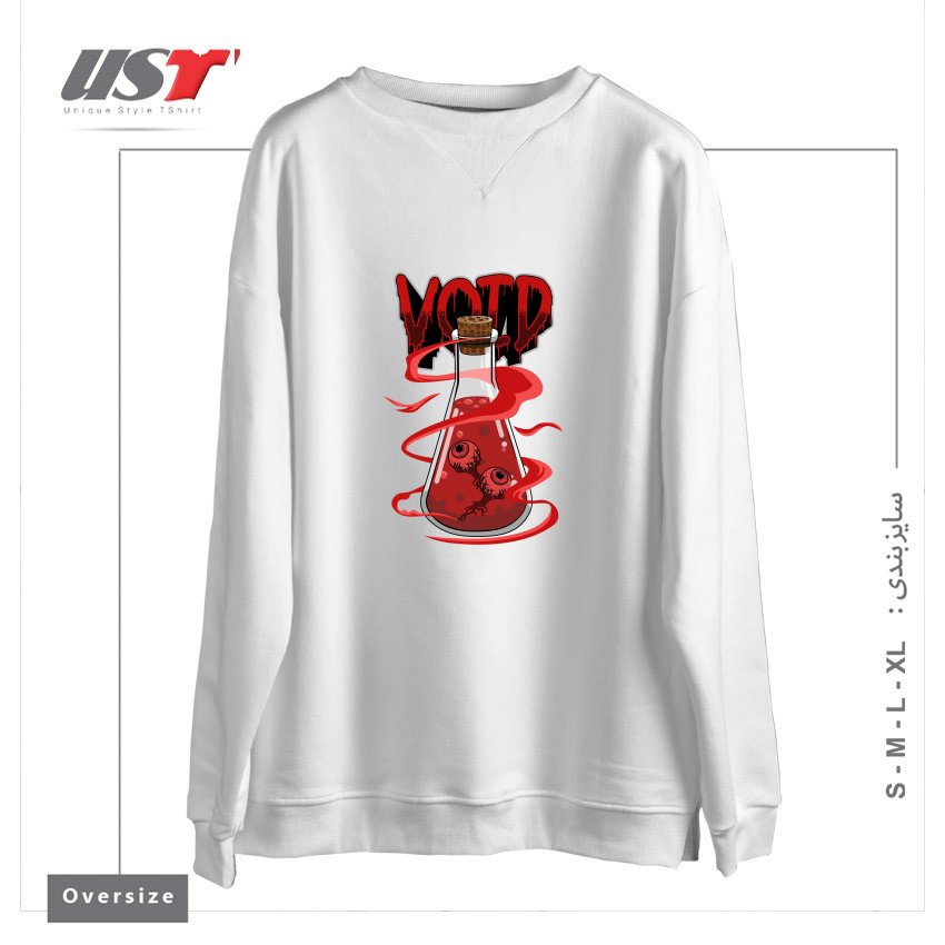 طرح VOID EYES سوییشرت اورسایزرنگ سفید