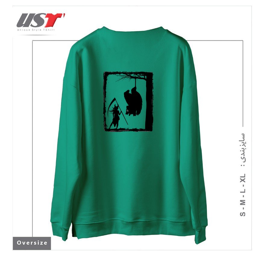 طرح BEAR KICK سوییشرت اورسایزرنگ سبز سدری