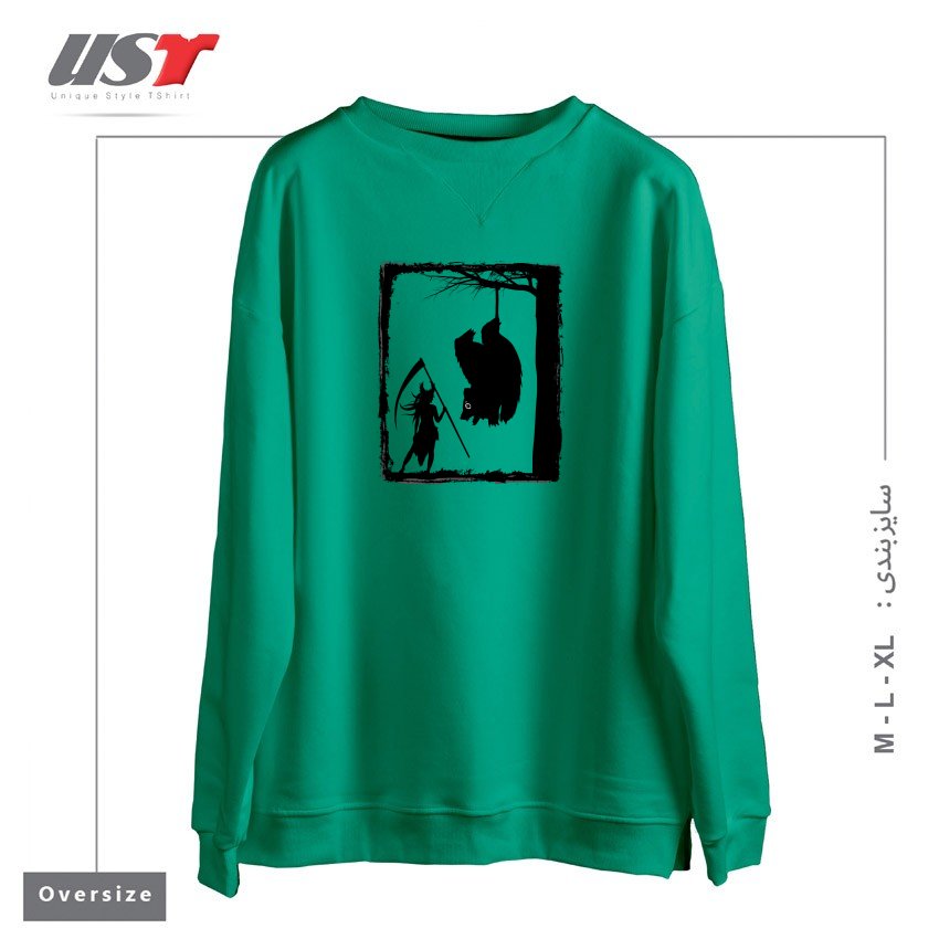 طرح BEAR KICK سوییشرت اورسایزرنگ سبز سدری