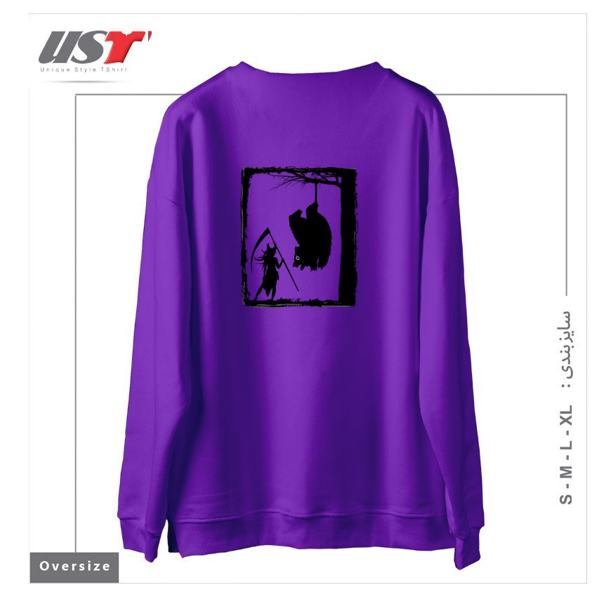 طرح BEAR KICK سوییشرت اورسایزرنگ بنفش