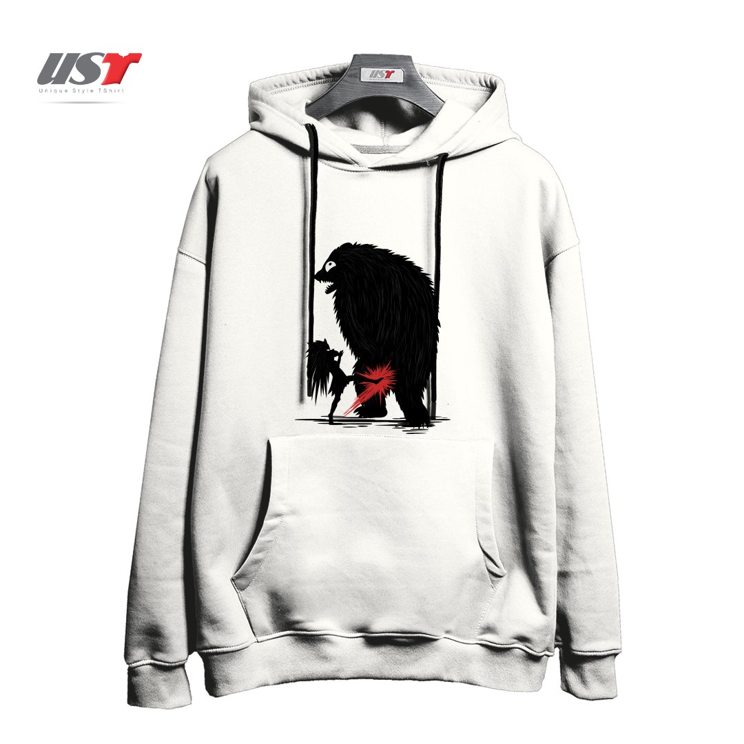 طرح BEAR KICK1 هودی اورسایزرنگ سفید