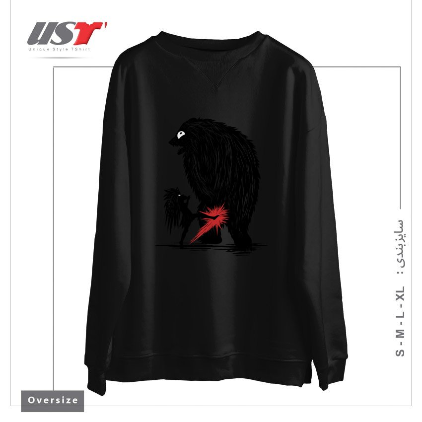 طرح BEAR KICK1 سوییشرت اورسایزرنگ مشکی