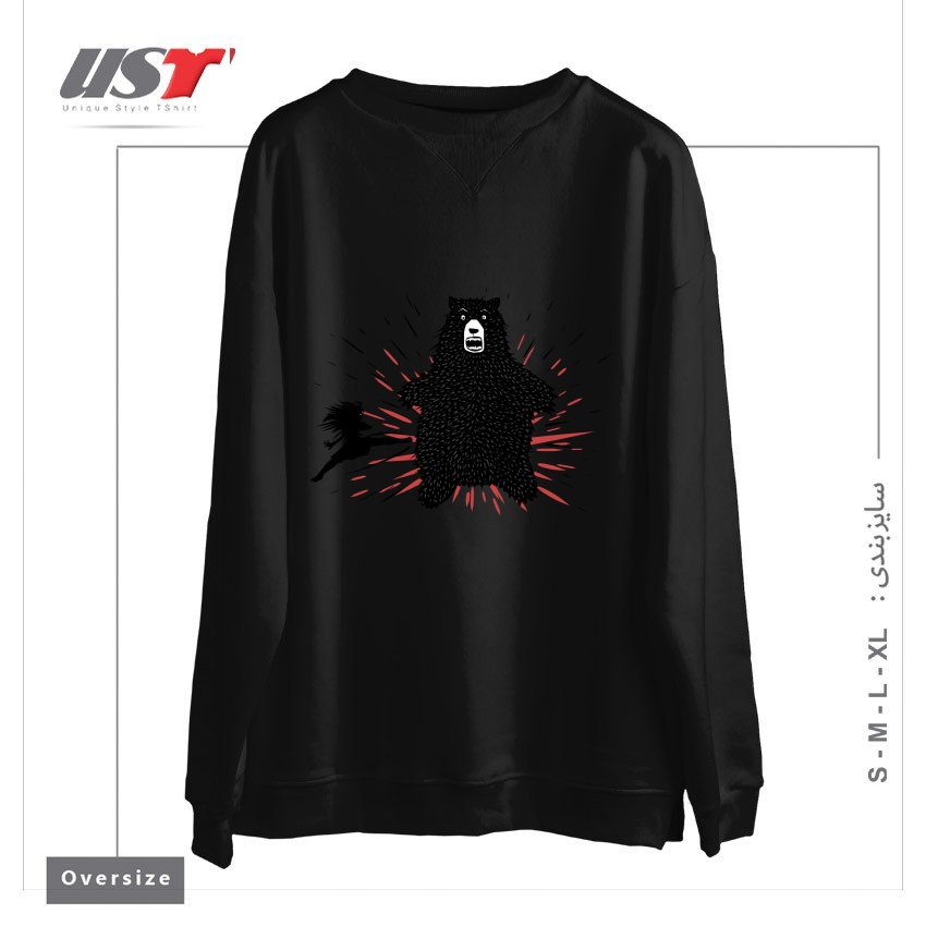 طرح BEAR KICK2 سوییشرت اورسایزرنگ مشکی
