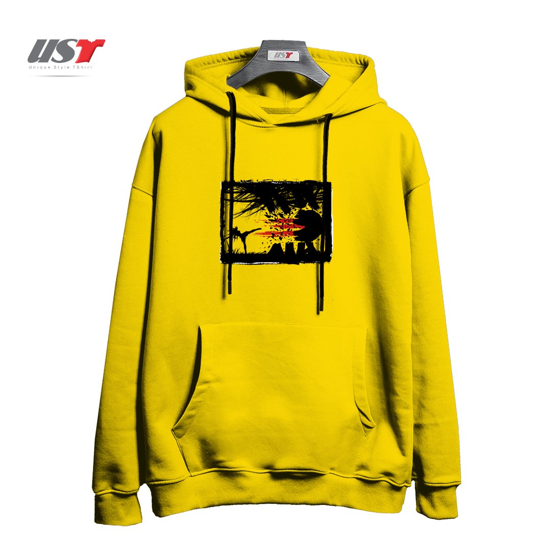 طرح BEAR KICK3 هودی اورسایزرنگ زرد