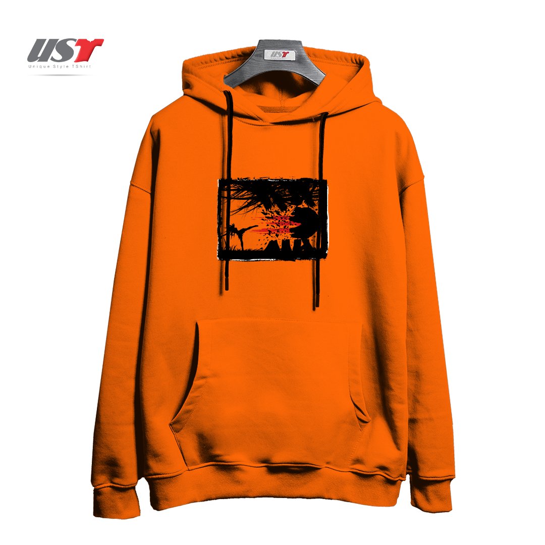 طرح BEAR KICK3 هودی اورسایزرنگ نارنجی