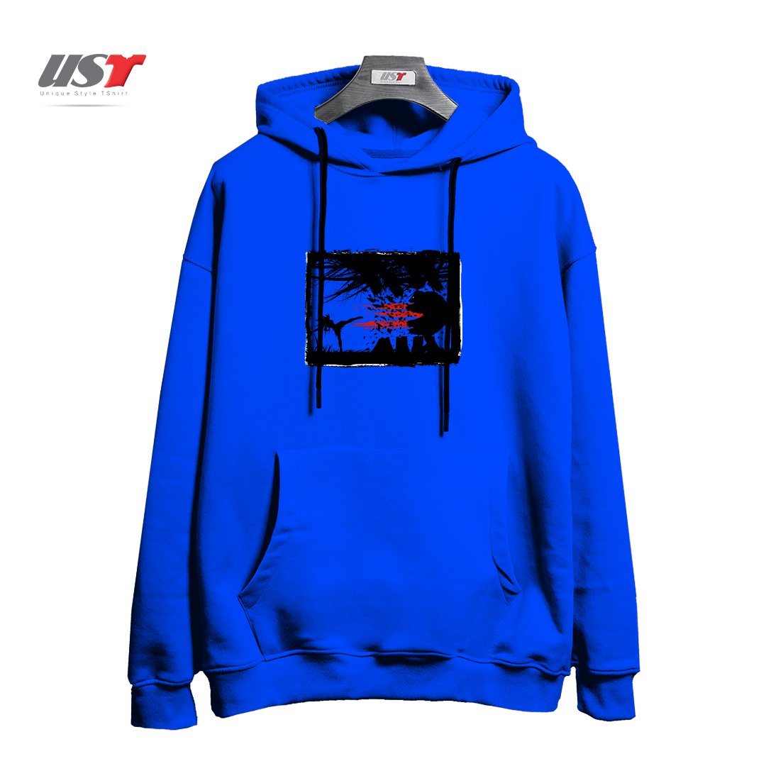 طرح BEAR KICK3 هودی اورسایزرنگ آبی شالی