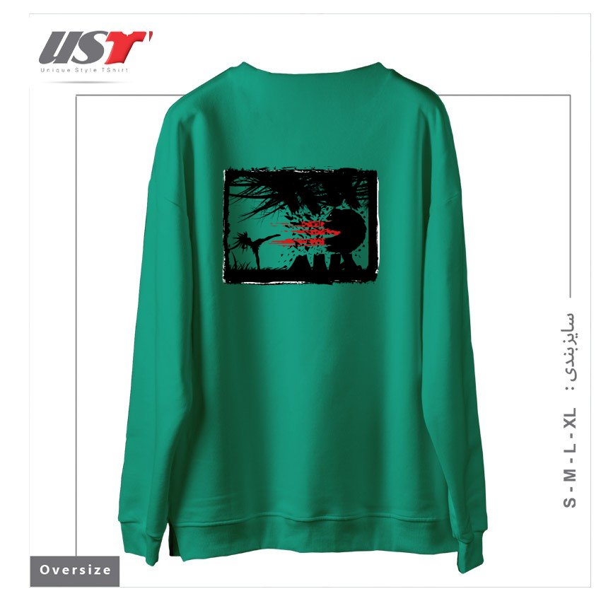 طرح BEAR KICK3 سوییشرت اورسایزرنگ سبز سدری