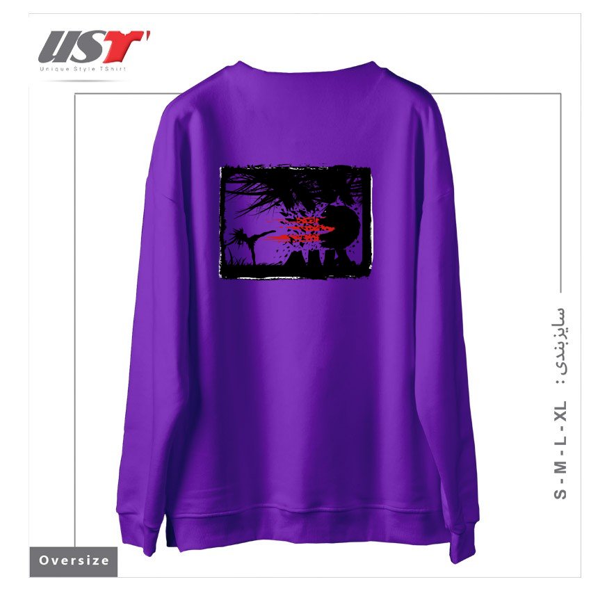 طرح BEAR KICK3 سوییشرت اورسایزرنگ بنفش