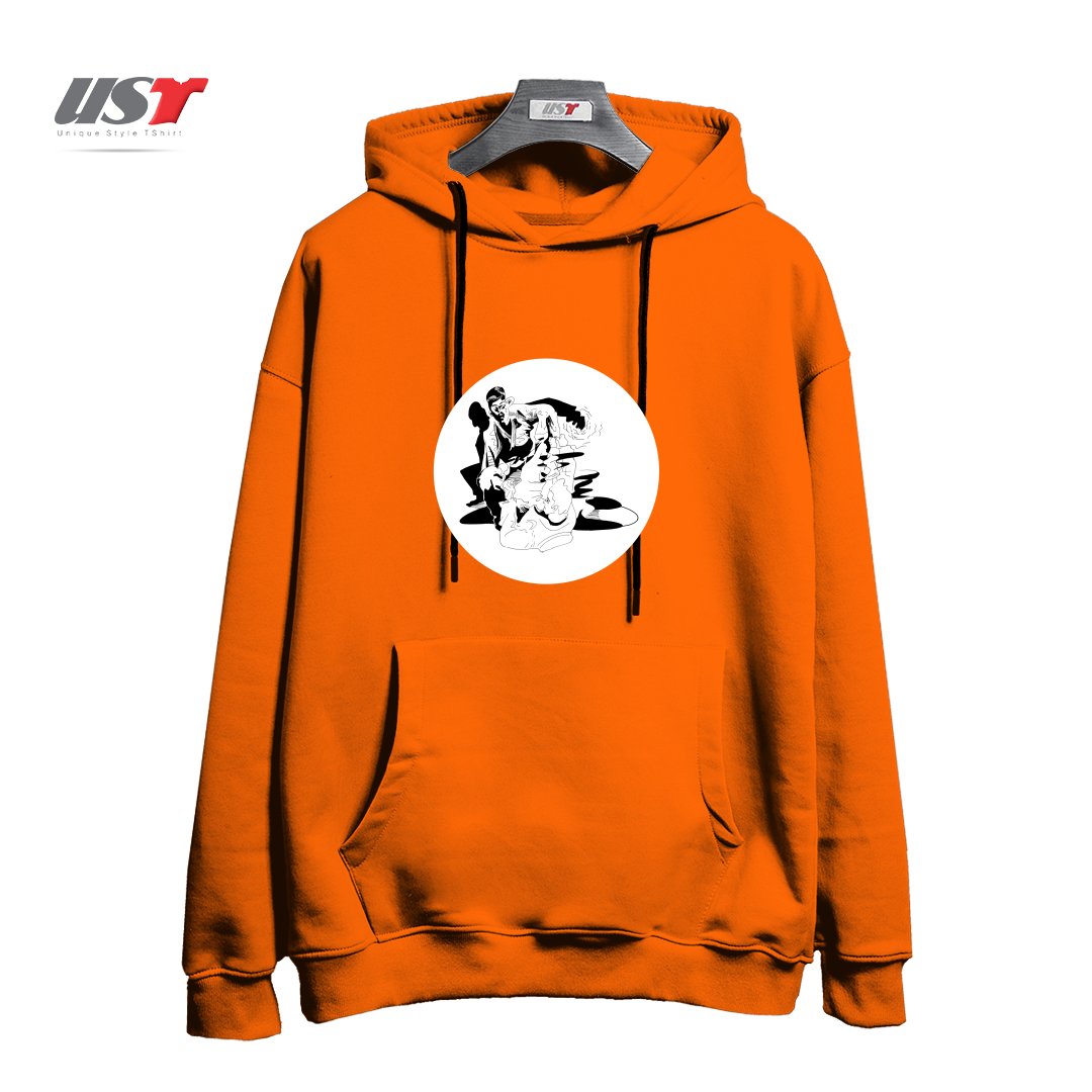 طرح BJJ SHADOW FIGHT هودی اورسایزرنگ نارنجی