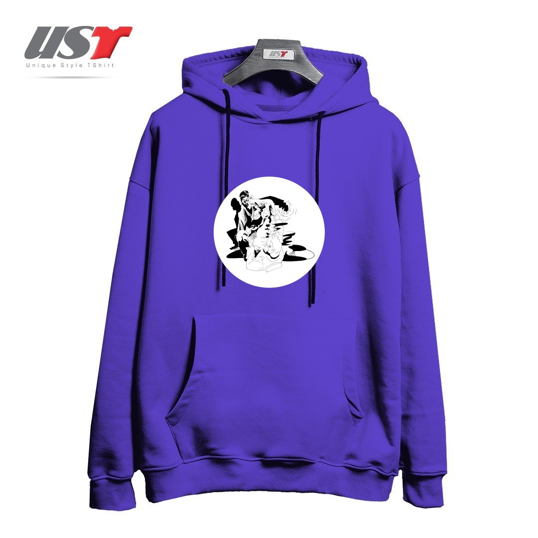 طرح BJJ SHADOW FIGHT هودی اورسایزرنگ بنفش