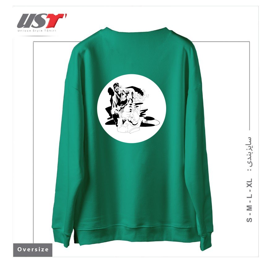 طرح BJJ SHADOW FIGHT سوییشرت اورسایزرنگ سبز سدری