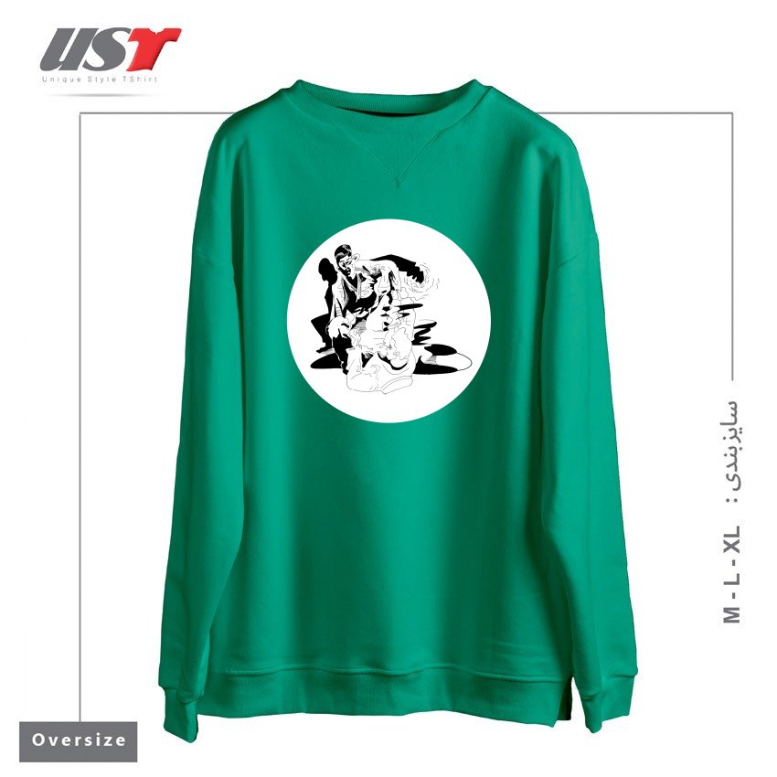 طرح BJJ SHADOW FIGHT سوییشرت اورسایزرنگ سبز سدری