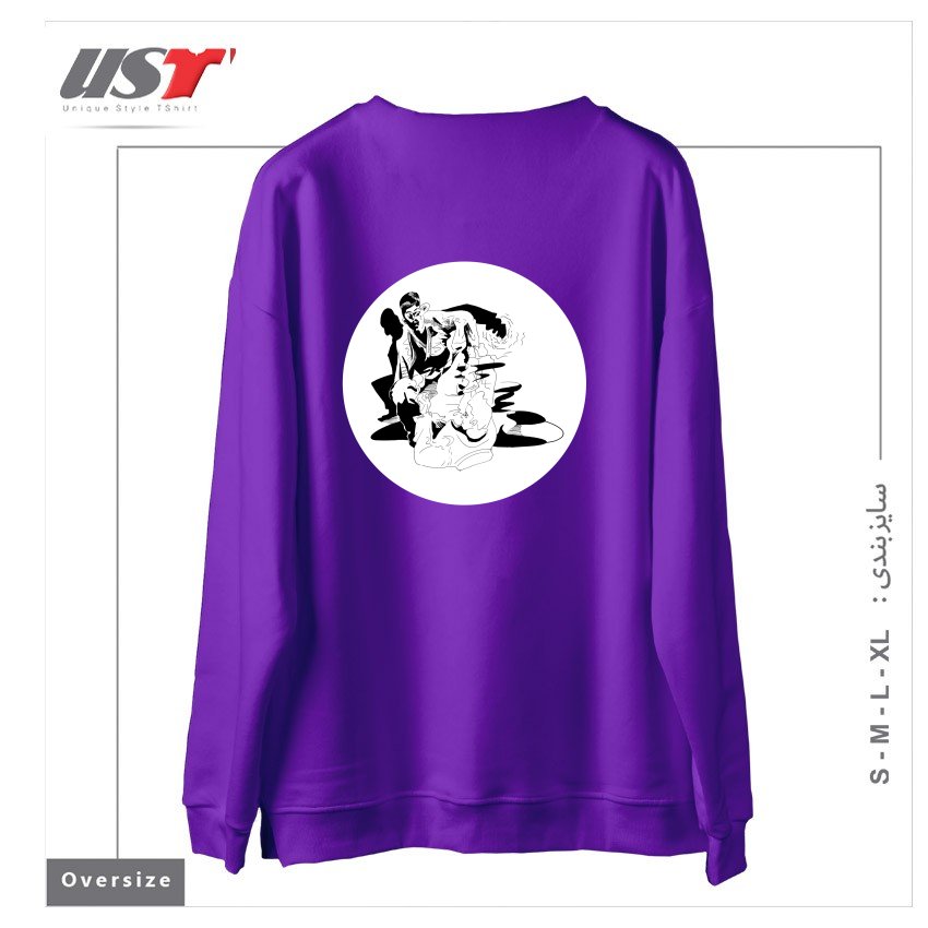 طرح BJJ SHADOW FIGHT سوییشرت اورسایزرنگ بنفش