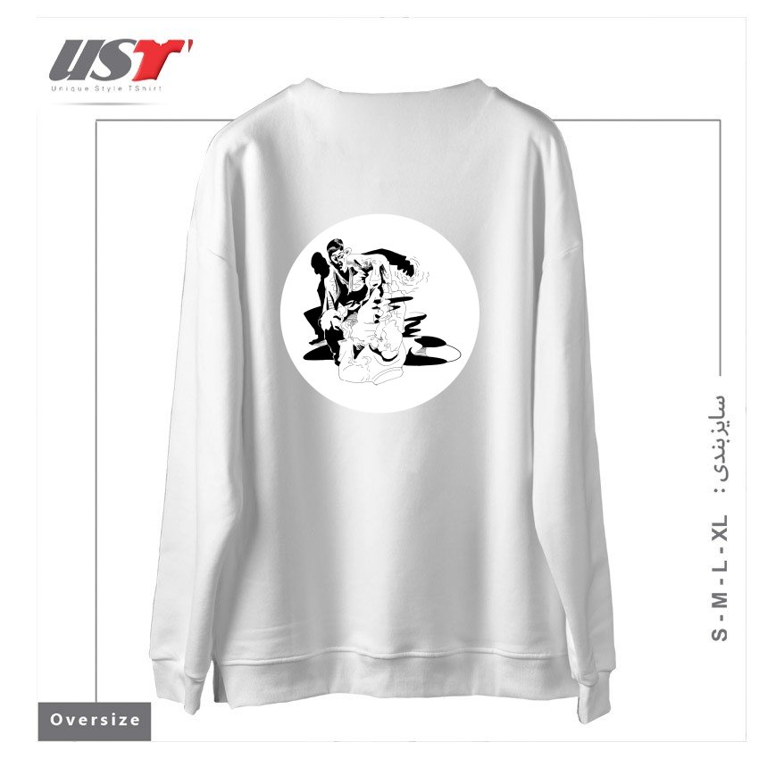 طرح BJJ SHADOW FIGHT سوییشرت اورسایزرنگ سفید