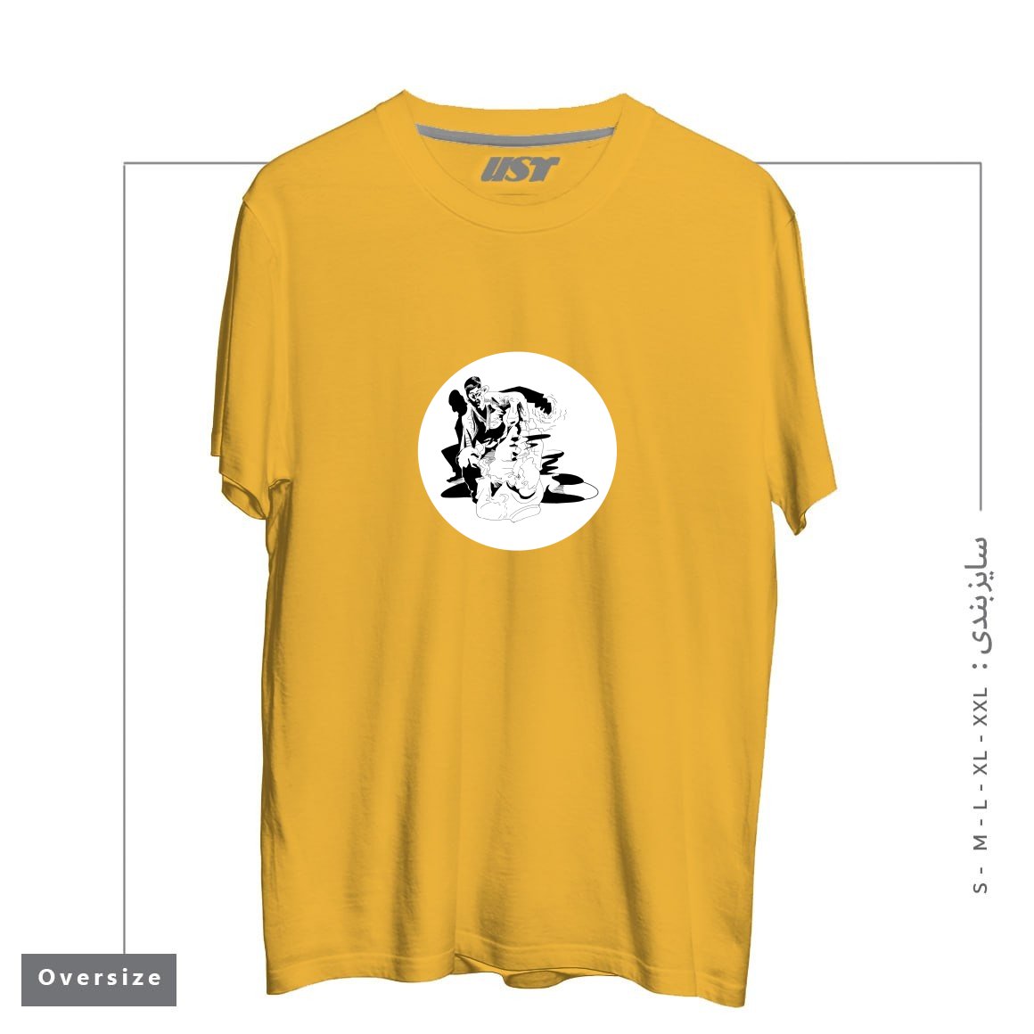 طرح BJJ SHADOW FIGHT تیشرت اورسایزرنگ خردلی