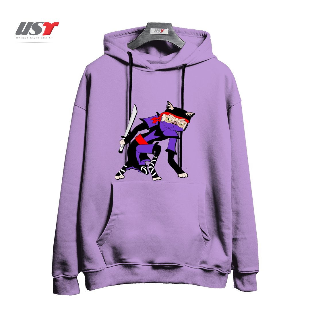 طرح GRUMPY NINJA CAT هودی اورسایزرنگ یاسی