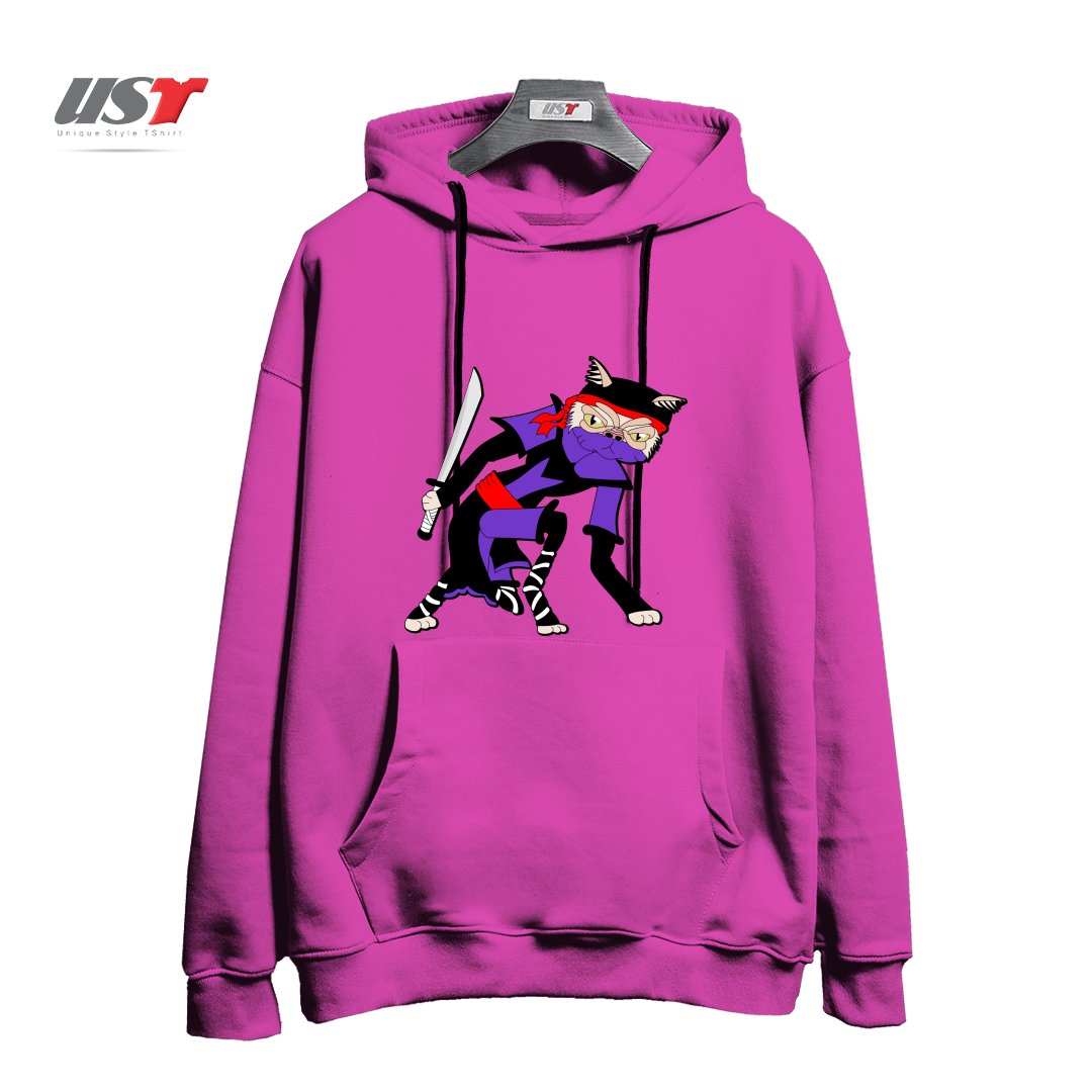 هودی اورسایز طرح GRUMPY NINJA CAT