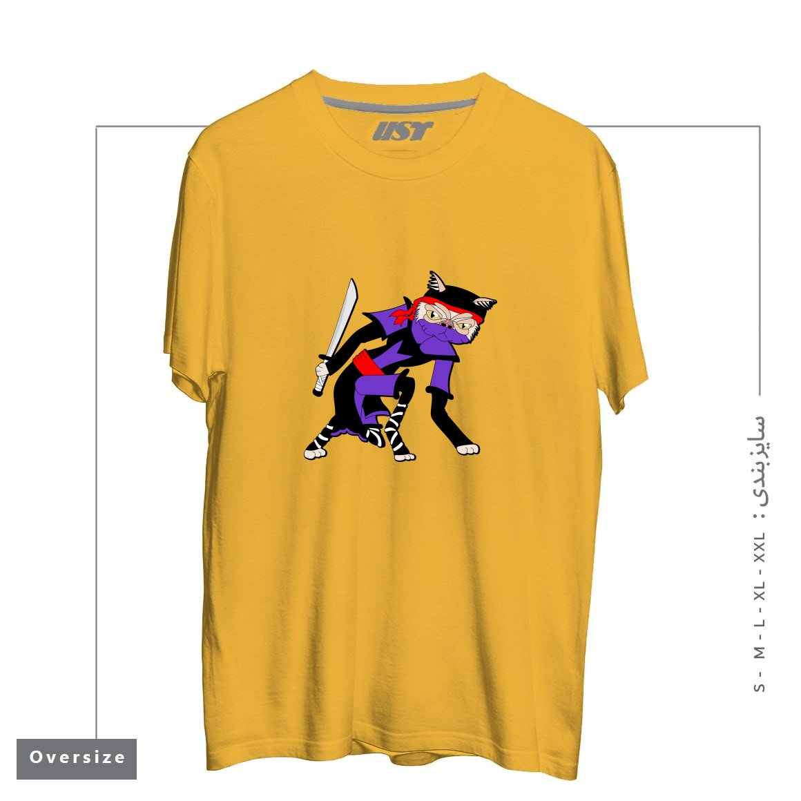 تیشرت اورسایز طرح GRUMPY NINJA CAT