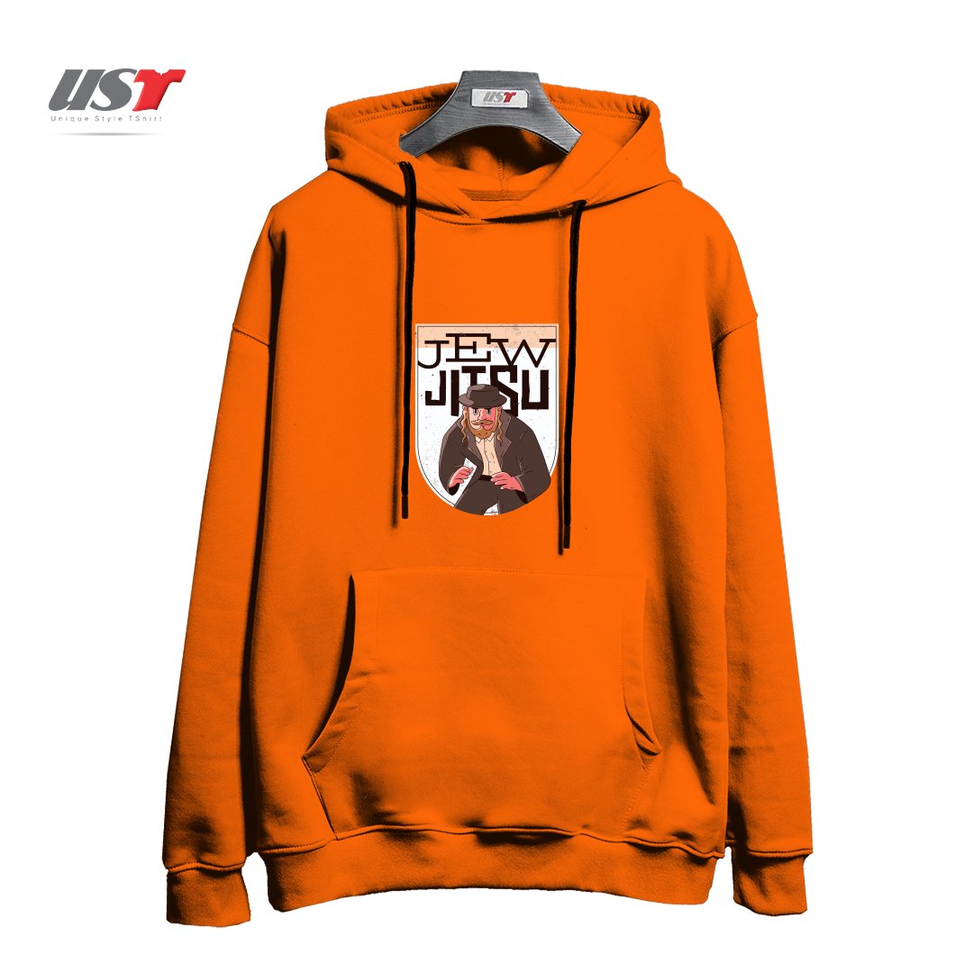 طرح JEW JITSU هودی اورسایزرنگ نارنجی
