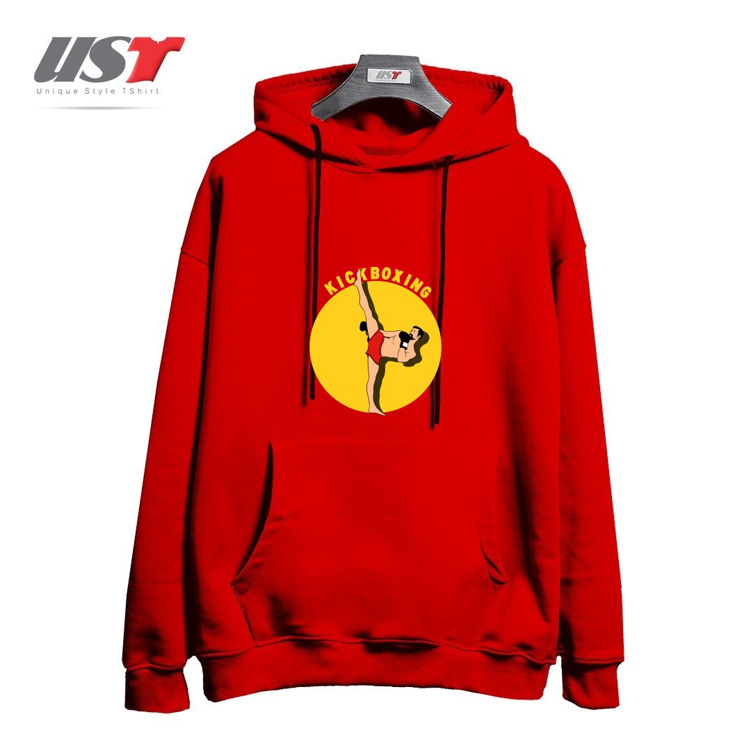 طرح KICK BOXING هودی اورسایزرنگ قرمز