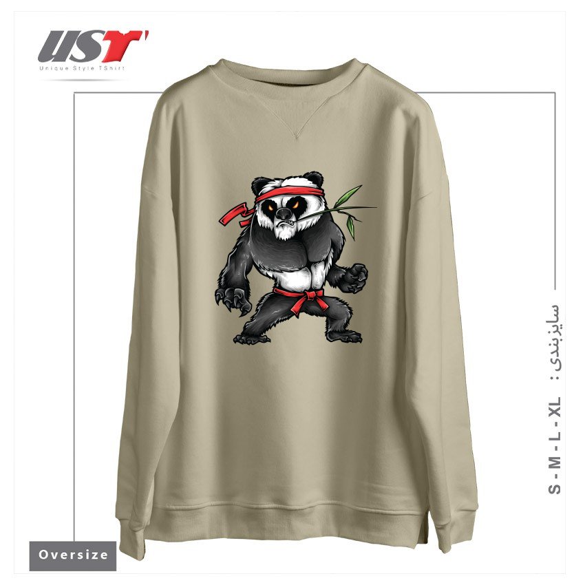 طرح KUNGFU PANDA سوییشرت اورسایزرنگ نخودی