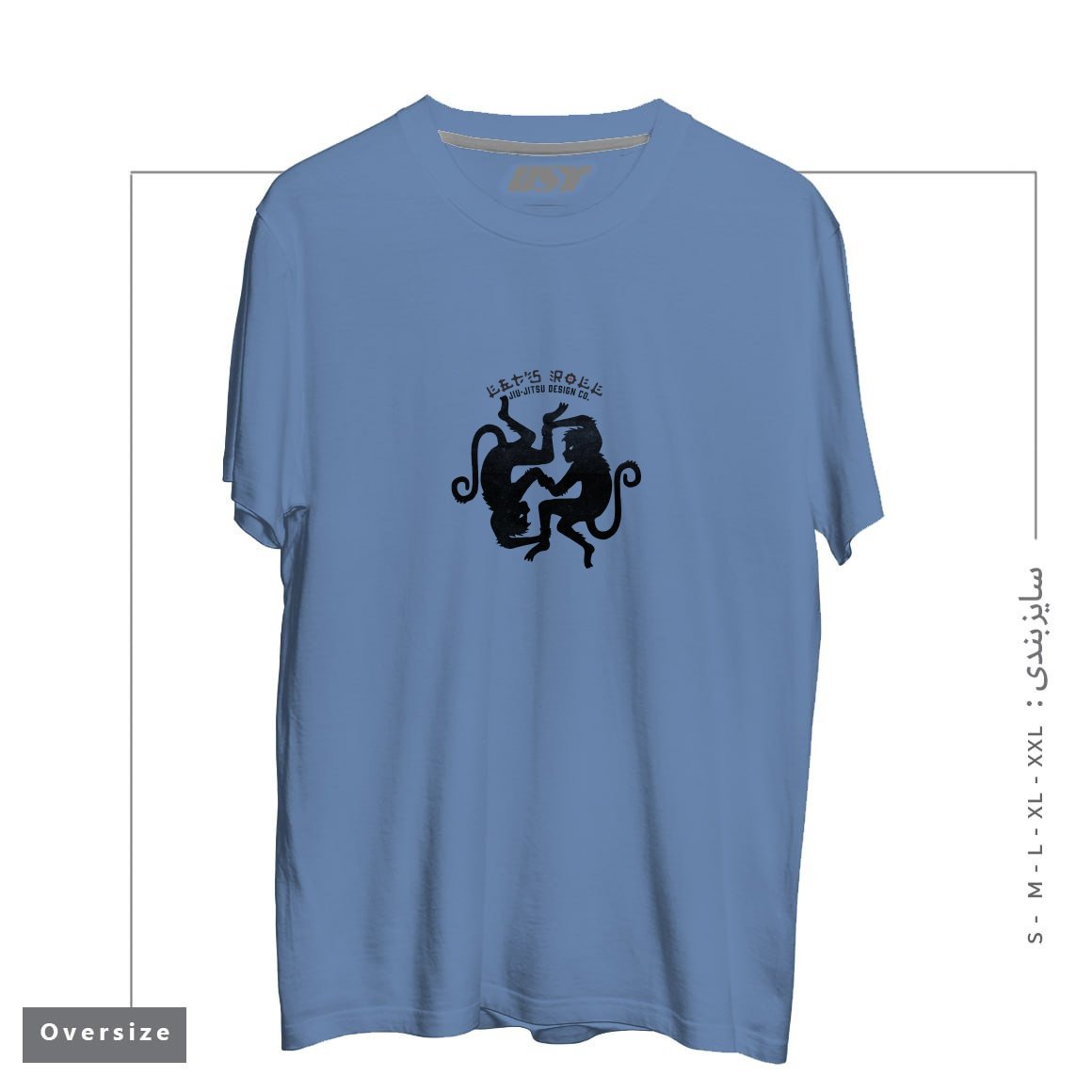 تیشرت اورسایز طرح LET'S ROLL GRAPPLING MONKEYS