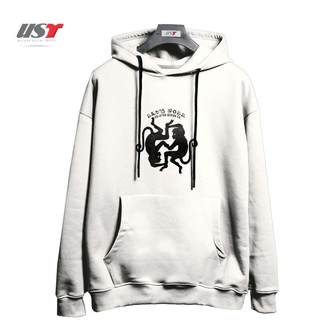 طرح LET'S ROLL GRAPPLING MONKEYS هودی اورسایزرنگ سفید