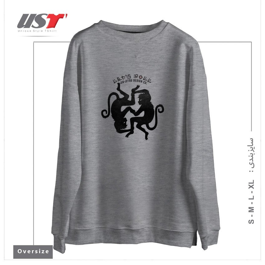 سوییشرت اورسایز طرح LET'S ROLL GRAPPLING MONKEYS