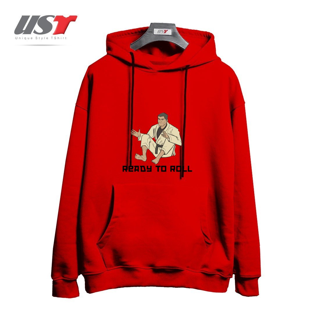 طرح READY TO ROLL هودی اورسایزرنگ قرمز
