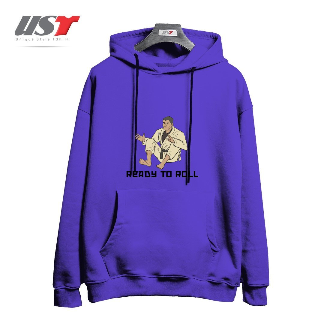 طرح READY TO ROLL هودی اورسایزرنگ بنفش