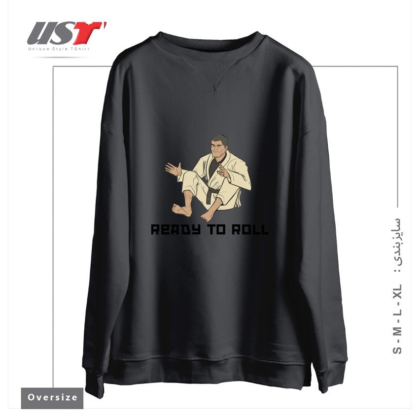 طرح READY TO ROLL سوییشرت اورسایزرنگ دودی