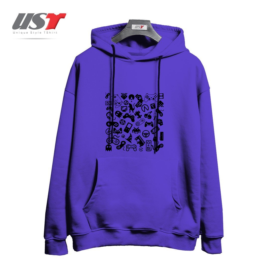 طرح Gamer هودی اورسایزرنگ بنفش