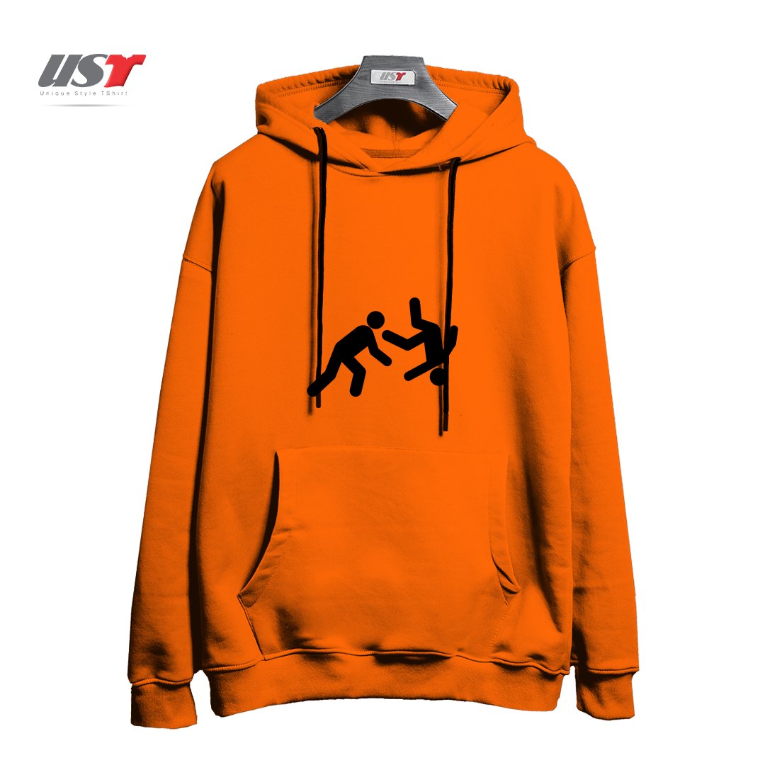 طرح STICKMAN THROW هودی اورسایزرنگ نارنجی