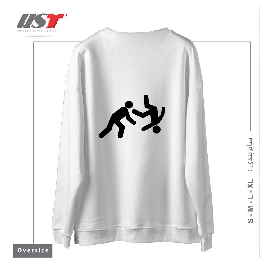 طرح STICKMAN THROW سوییشرت اورسایزرنگ سفید