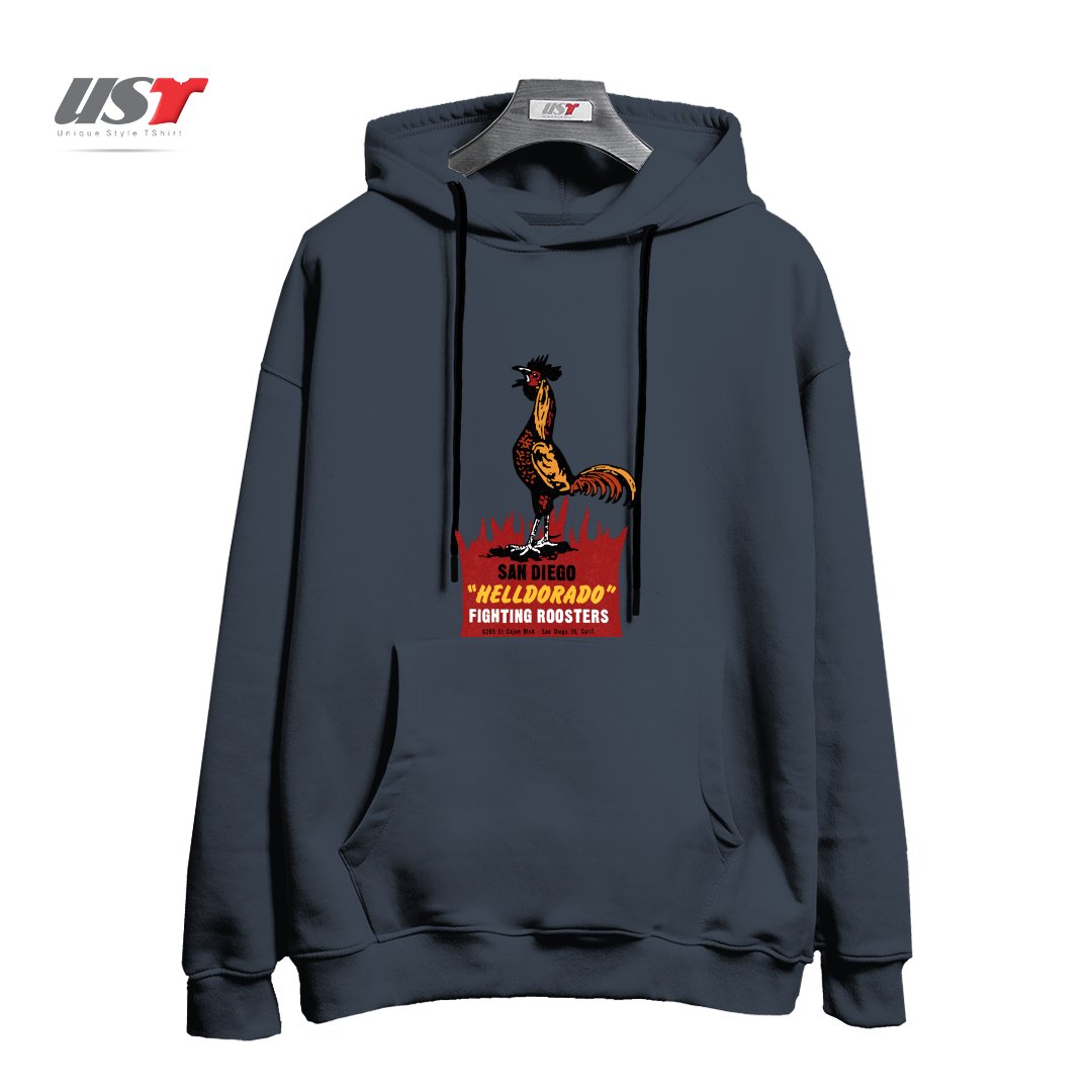 طرح VINTAGE FIGHTING ROOSTERS NC هودی اورسایزرنگ دودی